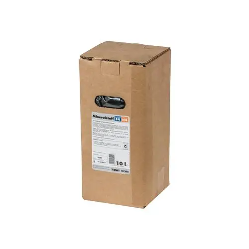 Pappeverpackung mit Griff und Produktlabel von BWT, enthält einen Mineralstoff in einer praktischen 10-Liter-Box für verschiedene Anwendungen.